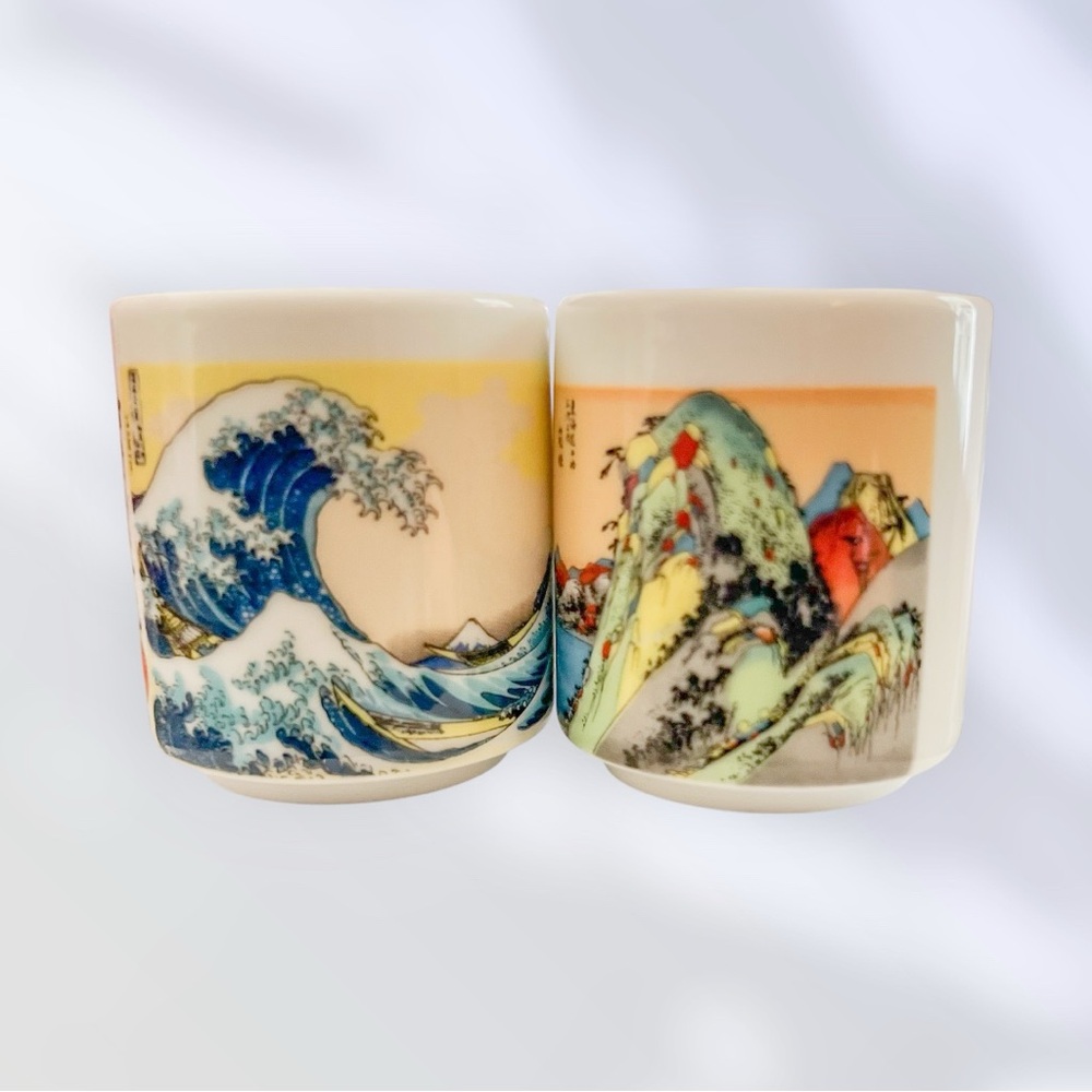 Tokaido Guinomi Vintage Sake Porcelain Ceramic Cup Set of 5 In Box EUC - Picture 8 of 16